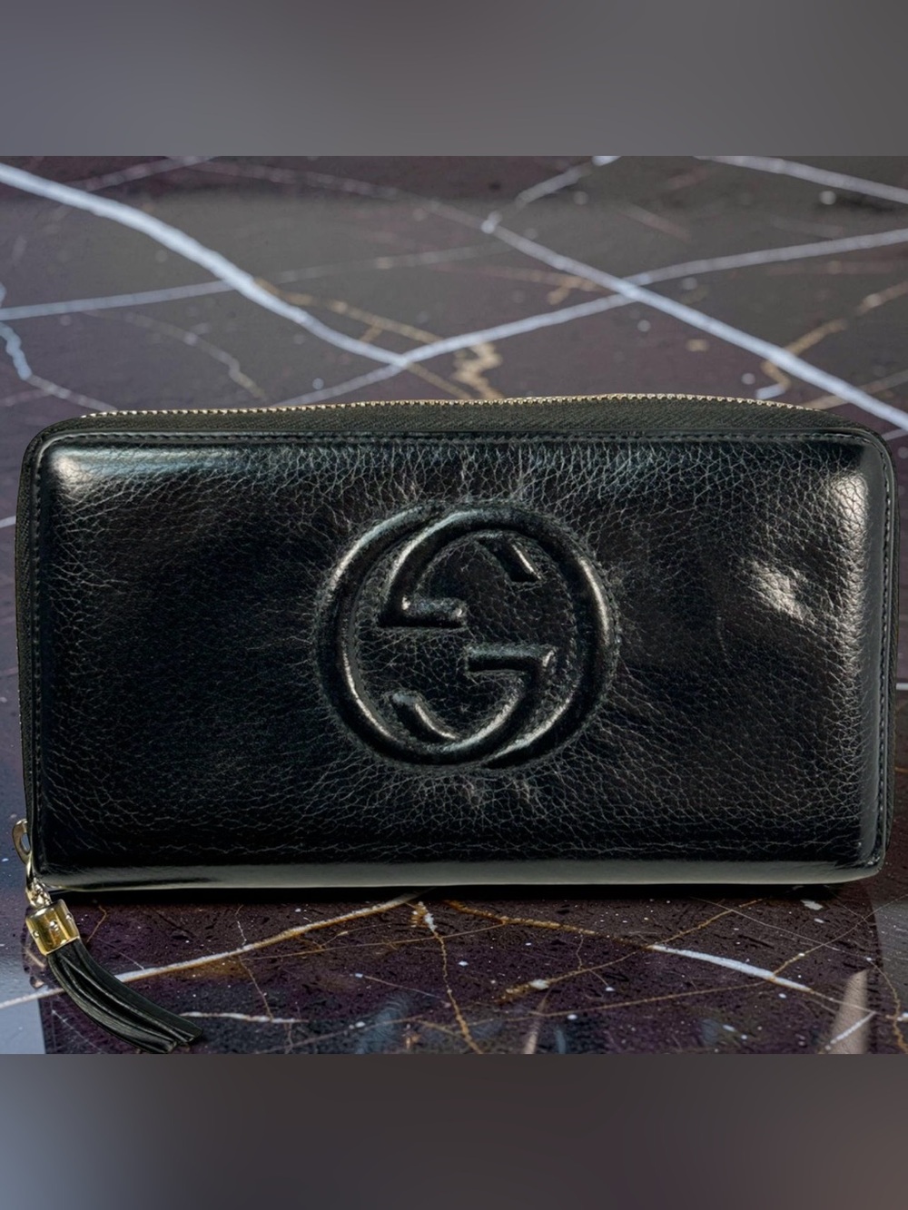 GUCCI Soho Black Leather Zip Around Wallet 😍🖤